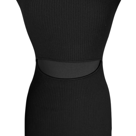 Wilfred Aritzia Womens Mini Dress Black Ribbed Knit Stretch Sleeveless Bodycon S - Picture 4 of 8